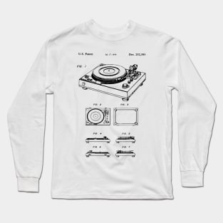 Patent Blueprint - 1979 Vinyl Record Player Long Sleeve T-Shirt